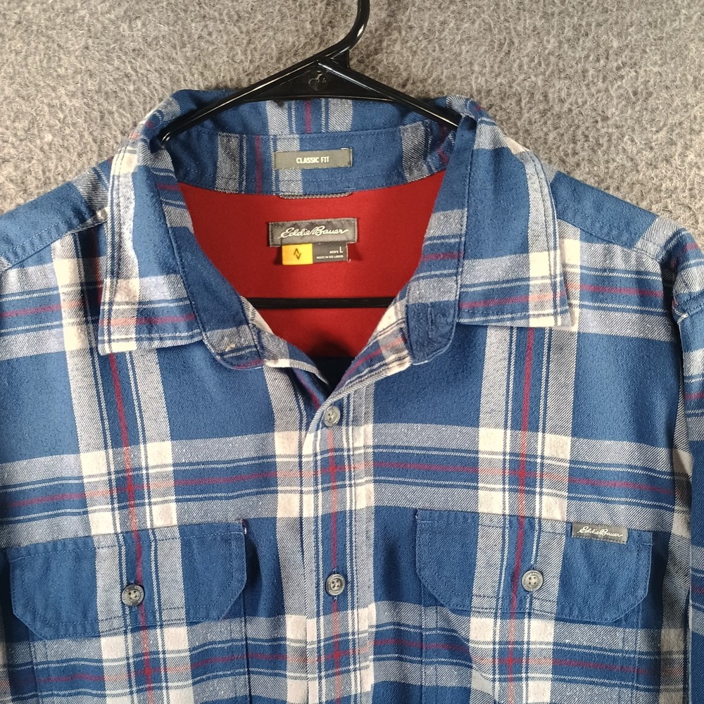 Eddie Baur Shirt Men L Travex Plaid Outdoor Button Down Long Sleeve Classic Fit - Picture 2 of 12